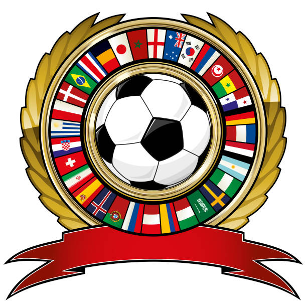 футбольный мяч и кольцо мирового футбола флаги - england senegal stock illustrations