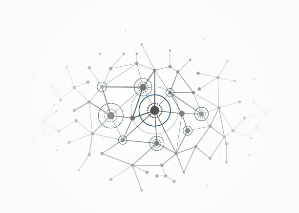 illustrations, cliparts, dessins animés et icônes de réseau concept connexions avec les lignes, les cercles et les points - enjoliveur