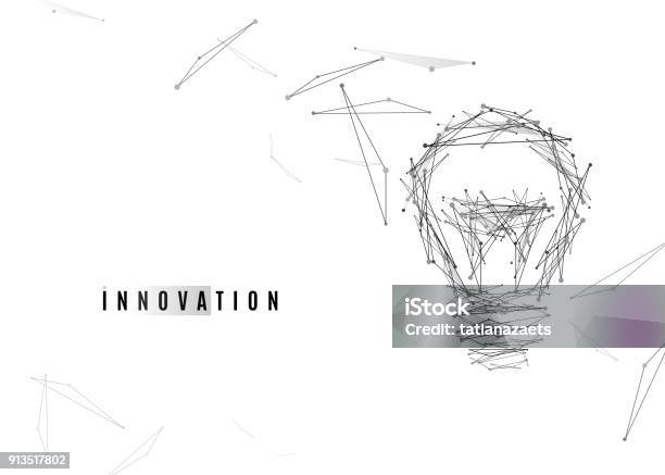 Light Bulb Background With Lines And Dots Triangles Geometric Shapes Stock Illustration - Download Image Now