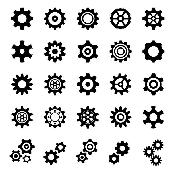 Gear Icons - Illustration Gear Icons - Illustration equipment stock illustrations