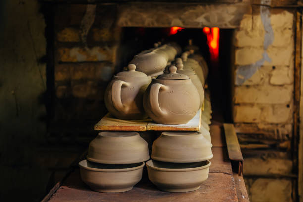Firing of pottery in the oven.