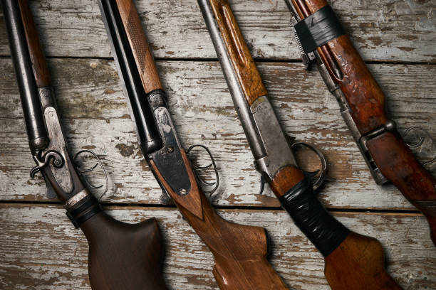 istock Different types of ancient hunting shotguns 913534228