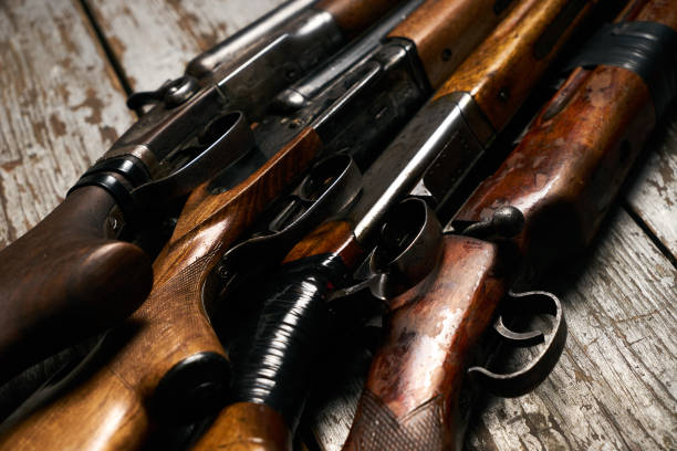 istock Different types of ancient hunting shotguns 913534508