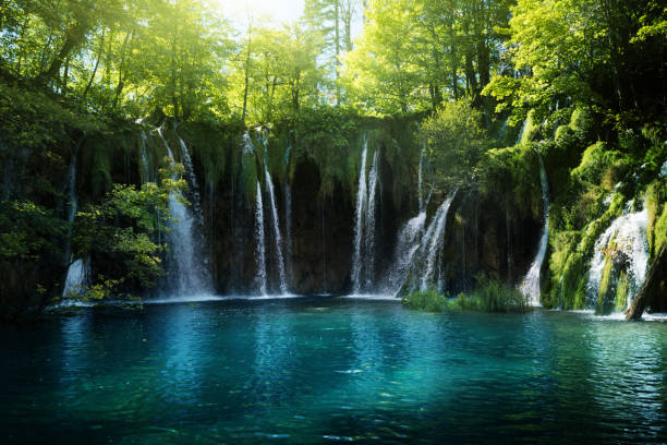 istock waterfall in forest, Plitvice Lakes, Croatia 913537670