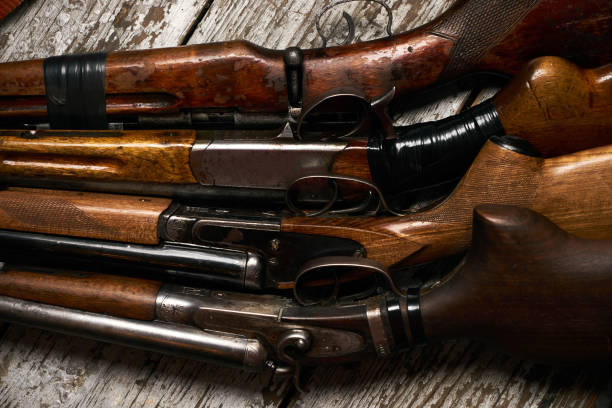 istock Different types of ancient hunting shotguns 913537680