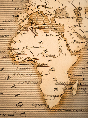 Old map of the continent of Africa