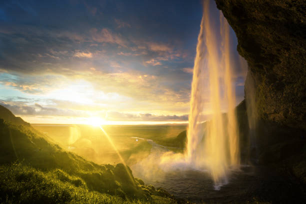 istock Seljalandsfoss waterfall at sunset, Iceland 913538078