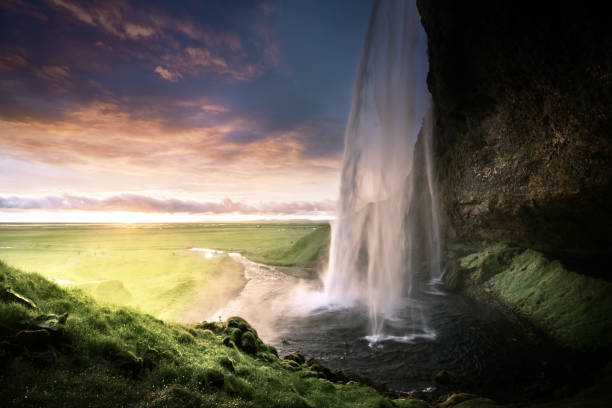 istock Seljalandsfoss waterfall at sunset, Iceland 913538088