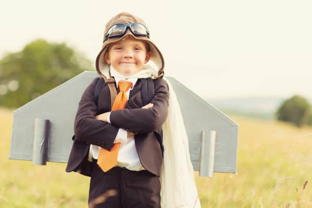 istock Young British Business Boy wearing Jet Pack 913539054