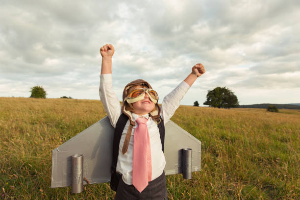 istock Young British Business Girl wearing Jet Pack 913539202