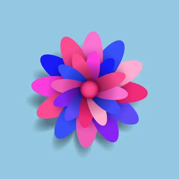 Vector illustration of Colored paper flower icon. Spring vector design elements.