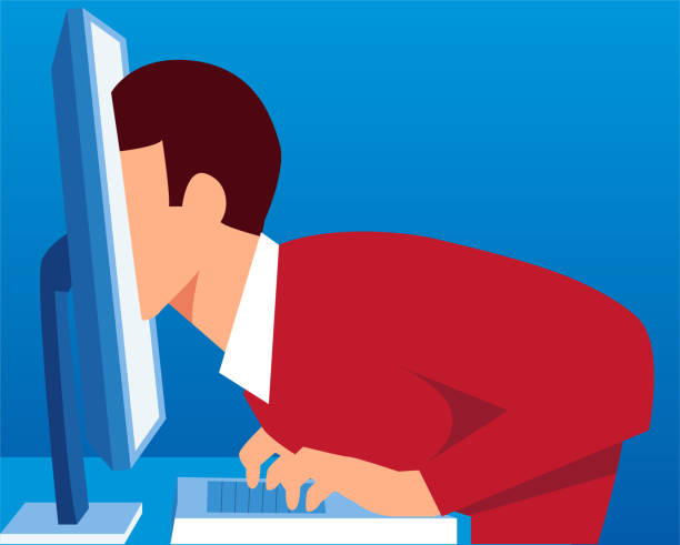 Hard working business concept Hard working business concept computer addiction stock illustrations
