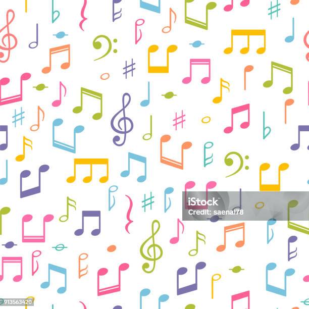 Seamless Pattern With Music Notes Hand Drawn Background With Music Symbols Melody Signs Stock Illustration - Download Image Now