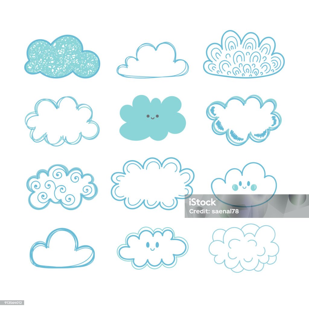 Sketch sky. Doodle collection of hand drawn clouds Sketch sky. Doodle collection of hand drawn clouds. Vector illustration Cloud - Sky stock vector