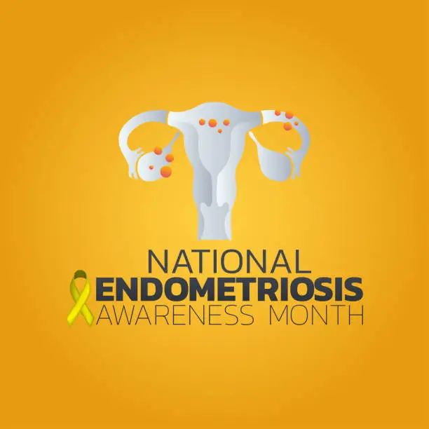 Vector illustration of National Endometriosis Awareness Month icon design, infographic health. Vector illustration.