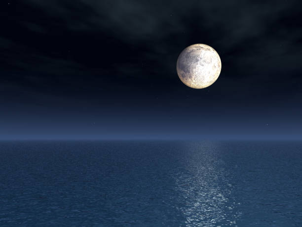 Luna piena sul mare - foto stock