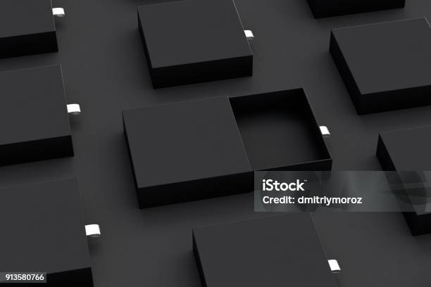 Empty Sliding Drawer Boxes Stock Photo - Download Image Now - Black Color, Box - Container, Gift Box