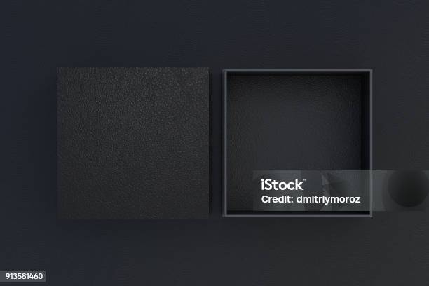 Dos Cajas Cuadradas Abiertas Y Cerradas Foto de stock y más banco de imágenes de Caja - Caja, Color negro, Lujo