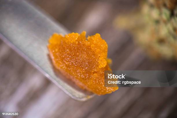 Cannabis Concentrate Live Resin On A Dabbing Tool Stock Photo - Download Image Now