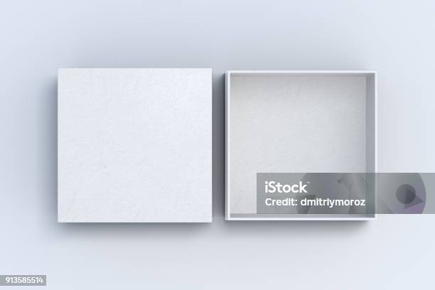 Two Square Boxes Opened And Closed Stock Photo - Download Image Now - Box - Container, Open, Opening