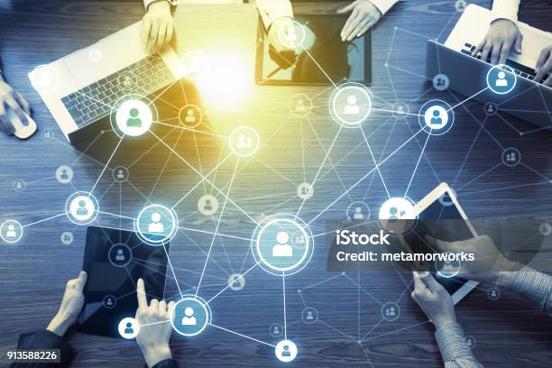 Social Networking Concept Stock Photo - Download Image Now - Connection, Computer Network, Technology