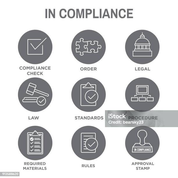 In Compliance Icon Set Outline Stock Illustration - Download Image Now - Conformity, Icon Symbol, Finishing