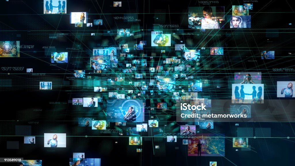 Social media concept. Technological abstract background. Movie Stock Photo