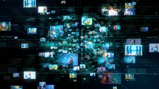Social media concept. Technological abstract background. Social media concept. Technological abstract background. projection photos stock pictures, royalty-free photos & images