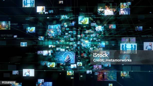 Social Media Concept Technological Abstract Background Stock Photo - Download Image Now