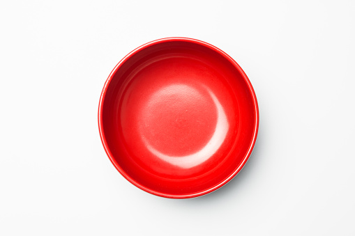Red bowl on white background