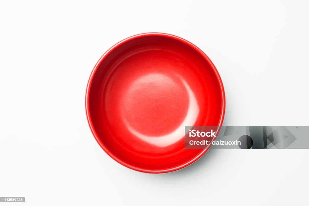 Red bowl on white background Red Stock Photo