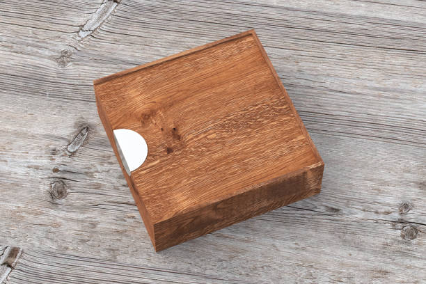 istock Closed wooden box with slide lid 913589350