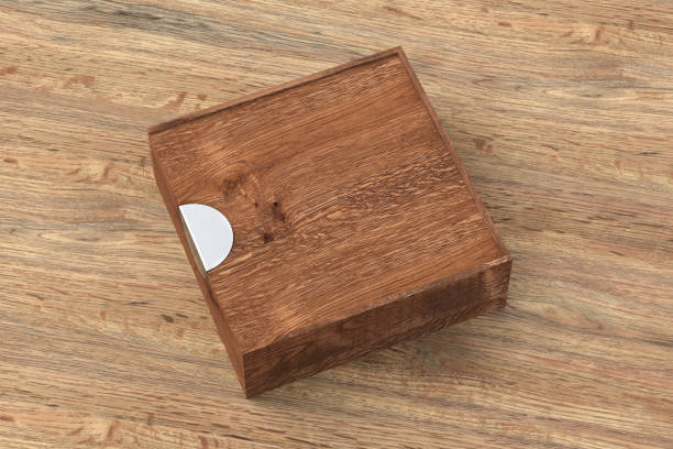 Closed wooden box with slide lid