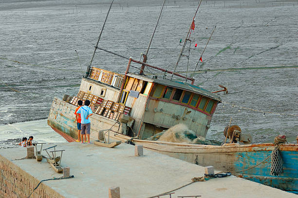 Pellestrina - Venice, Italy - October 20, 2024. Mooring in Venetian lagoon
