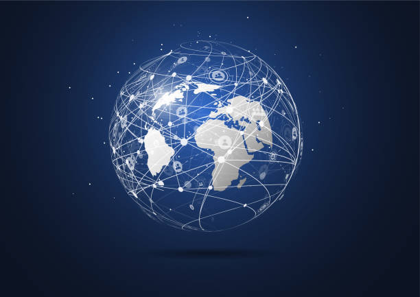 istock Global network connection. World map point and line composition concept of global business. Vector Illustration 913592096