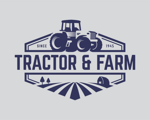 Tractor vector Illustration Tractor illustration or farm illustration, suitable for any business related to farm industries. Simple and retro look. agricultural field stock illustrations