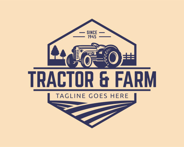 Tractor vector Illustration Tractor illustration or farm illustration, suitable for any business related to farm industries. Simple and retro look. farmer stock illustrations