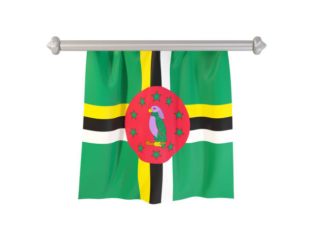 istock Pennant with flag of dominica 913593140