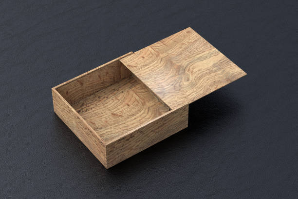 istock Open wooden box with slide lid 913593144