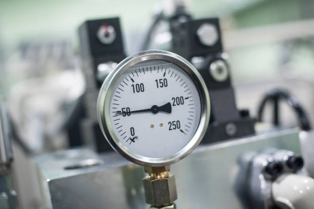 индикатор системного измерения состояния мониторинга - gas valve hydraulic platform isolated стоковые фото и изображения