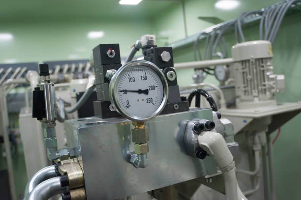 индикатор системного измерения состояния мониторинга - gas valve hydraulic platform isolated стоковые фото и изображения