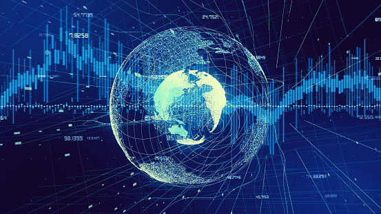 Global network and financial technology concept.