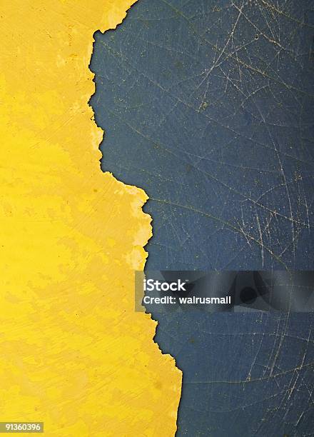 Old Yellow Paint Stock Photo - Download Image Now - Border - Frame, Blue, Old