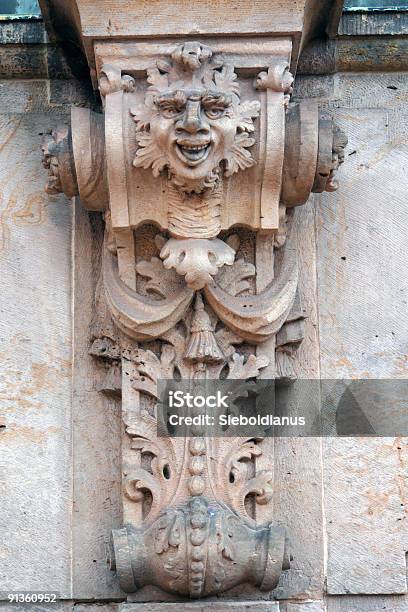 Baroque Pillar With Sculpture Relief Stock Photo - Download Image Now - Architectural Column, Baroque Style, Caryatid
