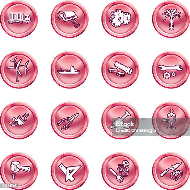 Tools And Industry Icon Set Stock Illustration - Download Image Now - Building - Activity, Business, Cement