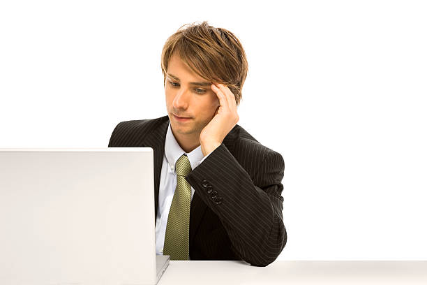 istock Businessman uses laptop with frustration 91361893