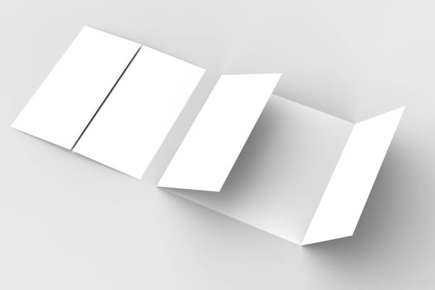 istock Square gate fold brochure mock up isolated on soft gray background. 3D illustrating. 913619670