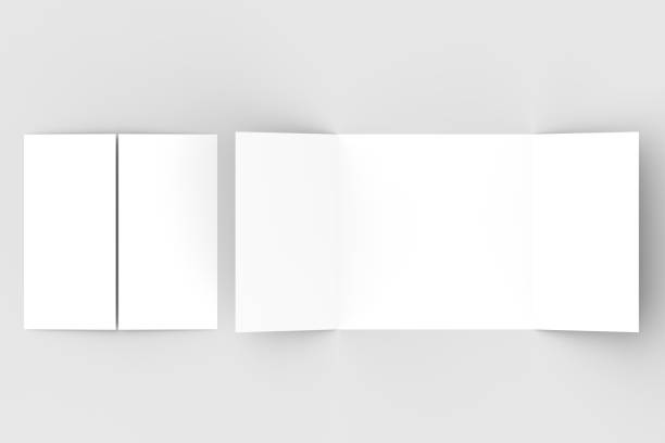 istock Square gate fold brochure mock up isolated on soft gray background. 3D illustrating. 913619876