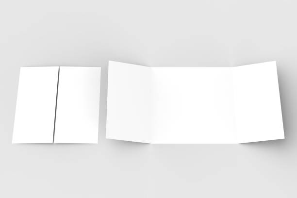 istock Square gate fold brochure mock up isolated on soft gray background. 3D illustrating. 913619922