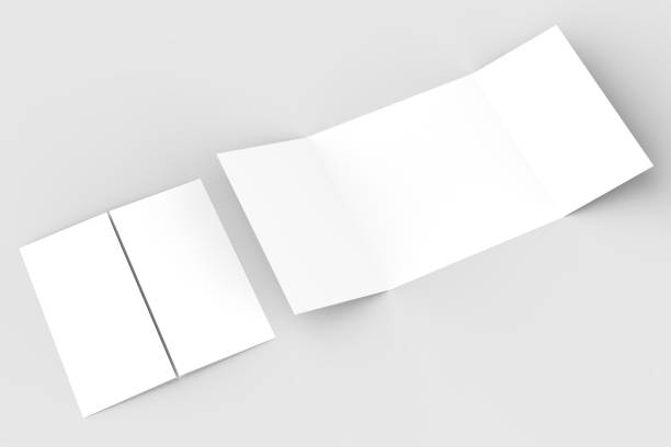 istock Square gate fold brochure mock up isolated on soft gray background. 3D illustrating. 913619970